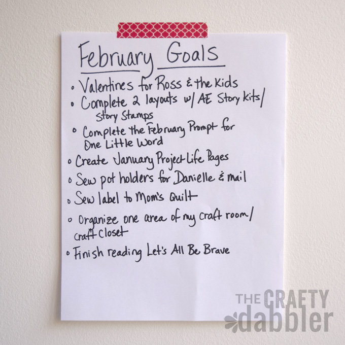 A list of goals for February.