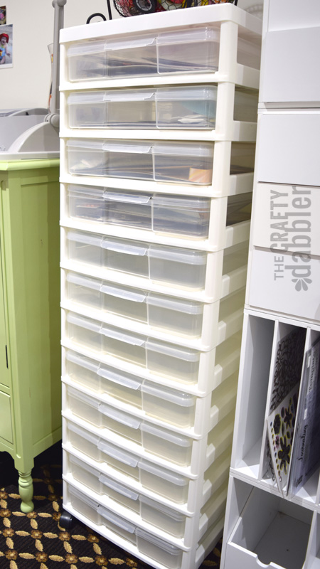 A scrapbooking storage device for 12x12 containers.